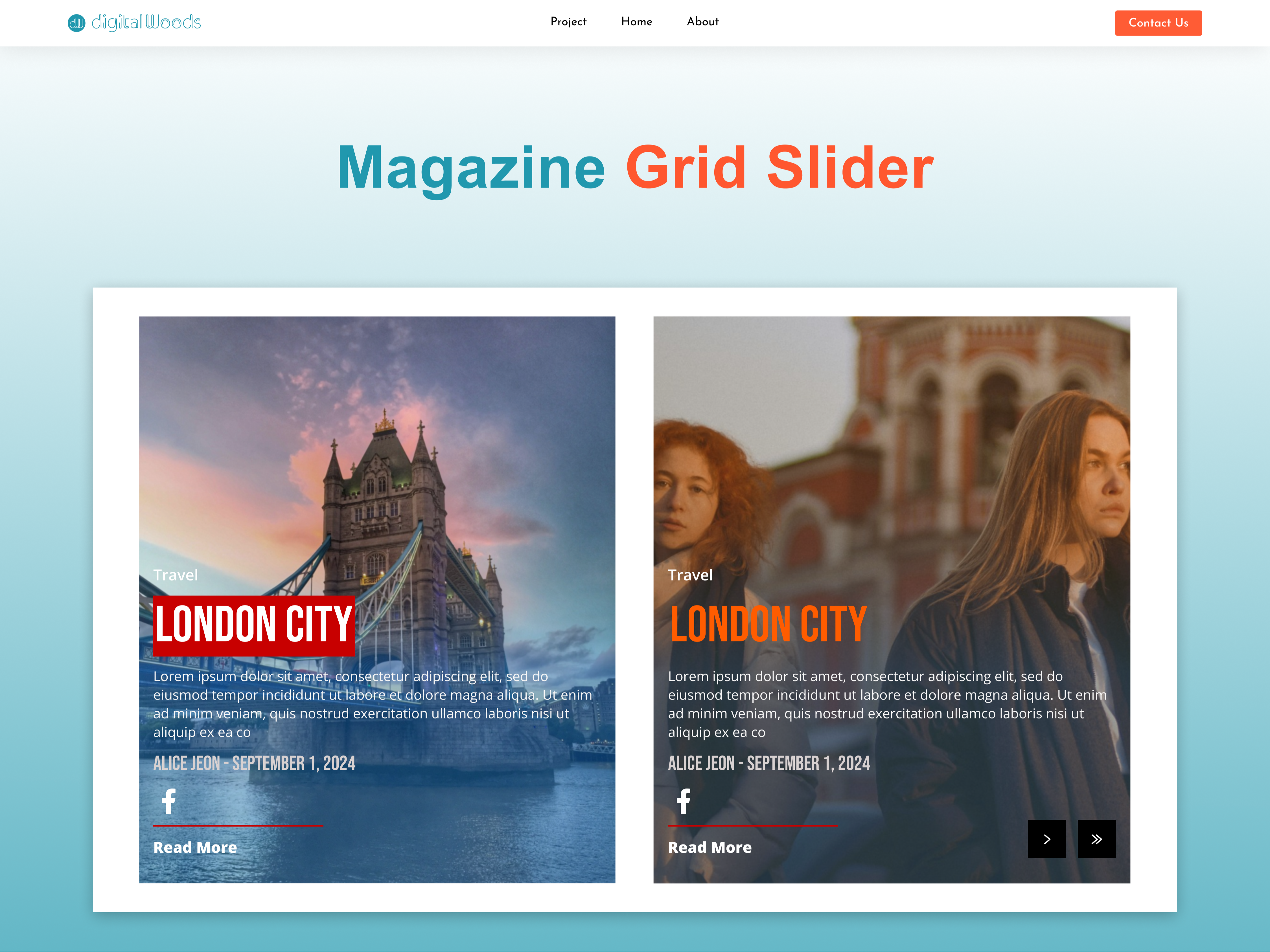 Explore diverse stories at a glance with our sleek Magazine Grid Slider Module!